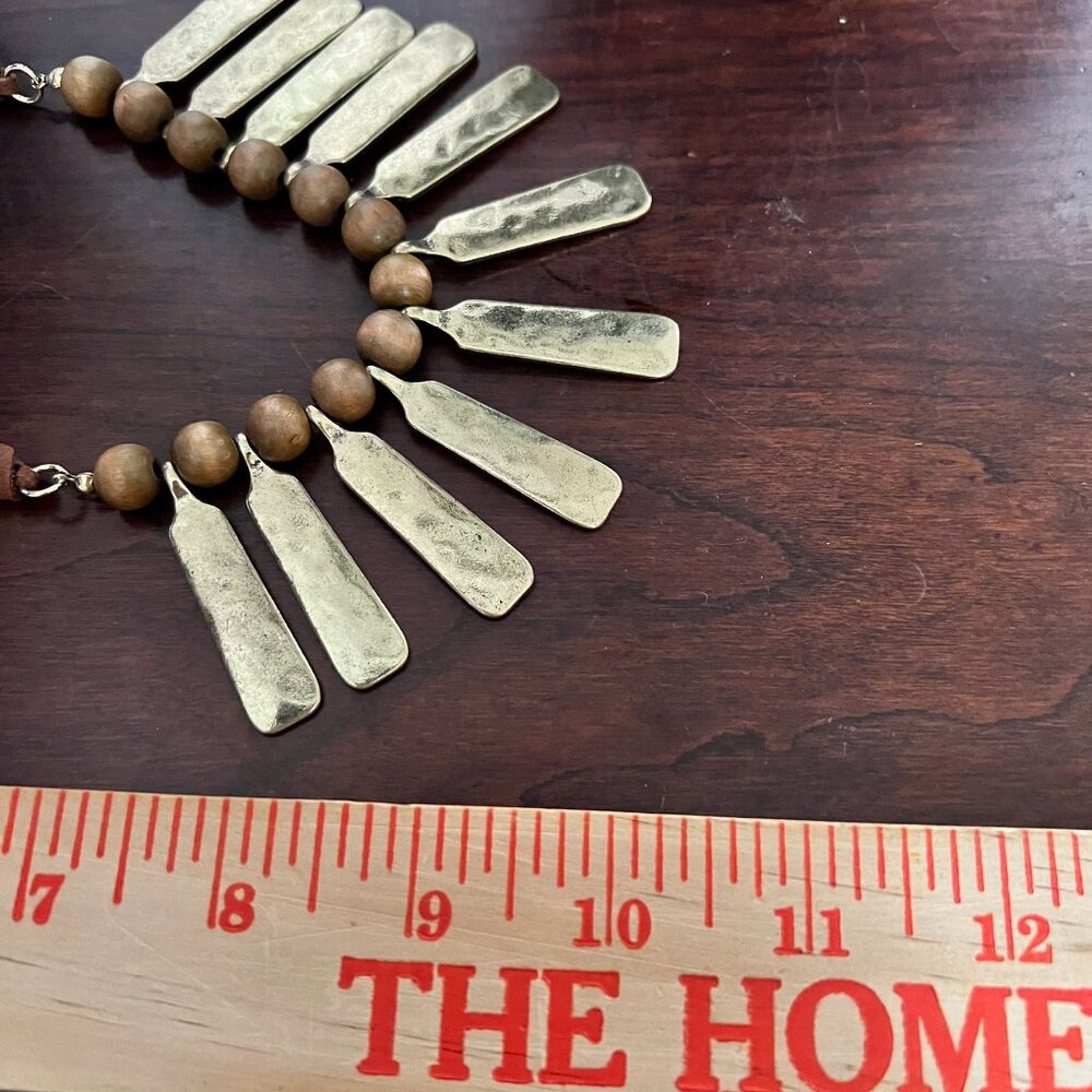 MAKARLON Gold Metal & Brown Bead Statement Necklace & Earring Set - Picture 6 of 6